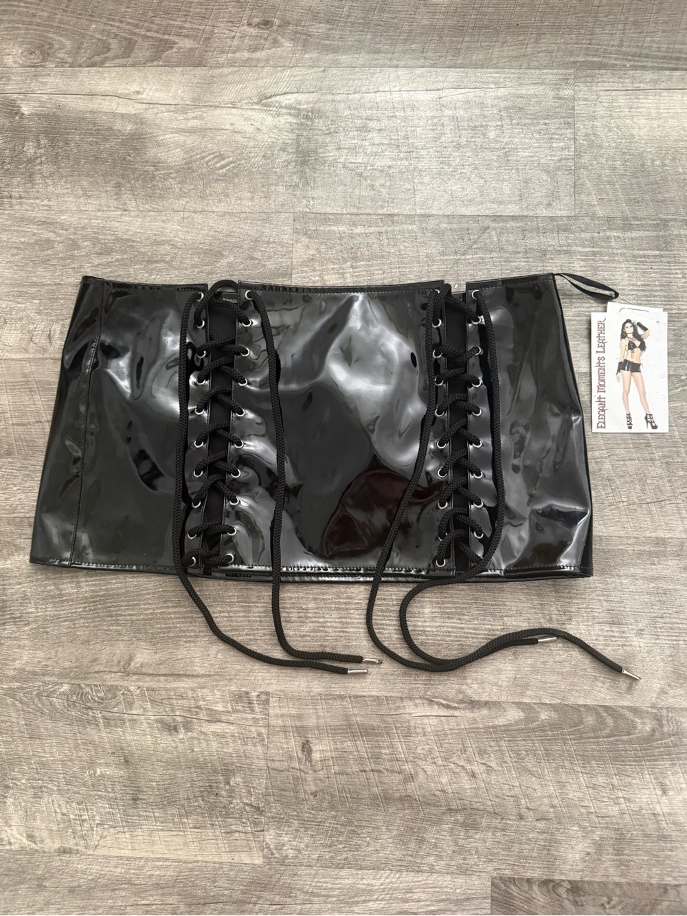 Black Vinyl Lace-Up Skirt XL - Elegant Moments Leather Lingerie